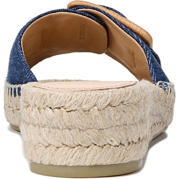 Veronica Beard Apa Denim Espadrille Jute Sole Slide Oversized Buckle Size 8M New - Picture 5 of 16